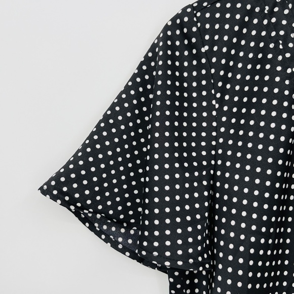 Urban Outfitters Satin Polka Dot Cropped Blouse, Size Small, Flounce - Picture 5 of 8